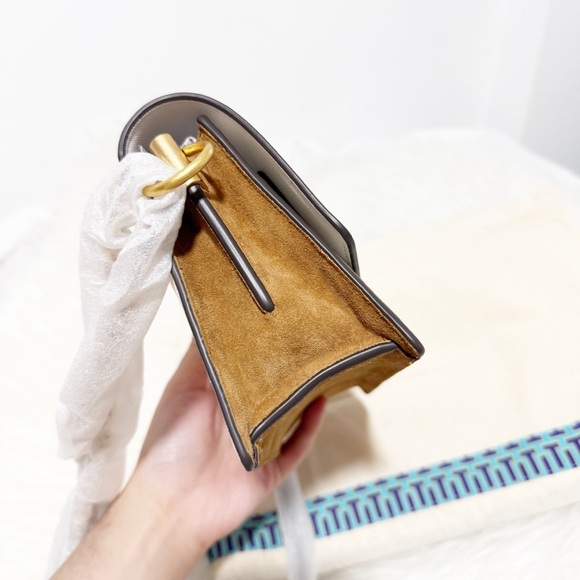 Tory Burch Robinson Color Block Mini Shoulder Bag (Cloud Blue-Ivory-Suede-Green) - Picture 9 of 17